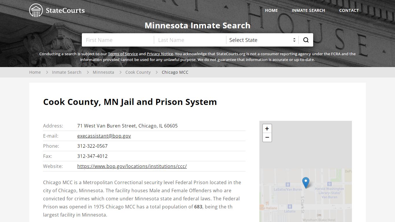 Chicago MCC Inmate Records Search, Minnesota - StateCourts